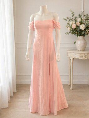 Lulus Blush Pink Off Shoulder Maxi Dress NWT Size S Formal Wedding Guest Gown
